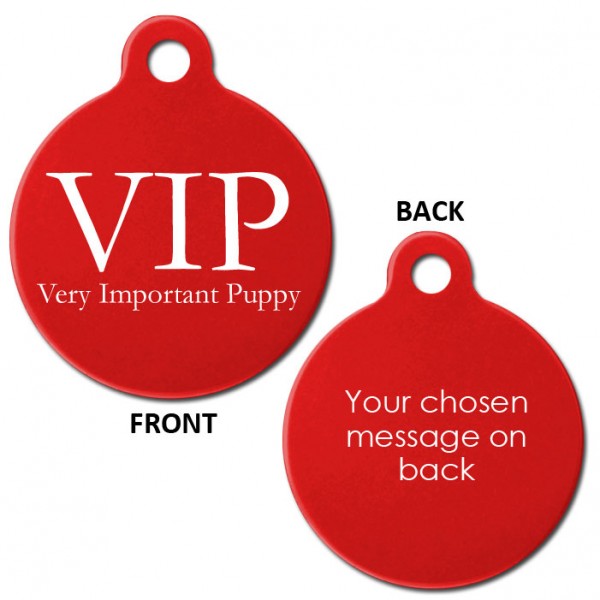 VIP Engraved Aluminium 31mm Large Round Pet Dog ID Tag